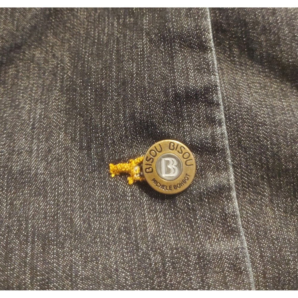 Bisou Bisou Womens Vintage Y2K Fitted Dark Wash Denim Blazer Jacket Size 8 - Picture 6 of 11